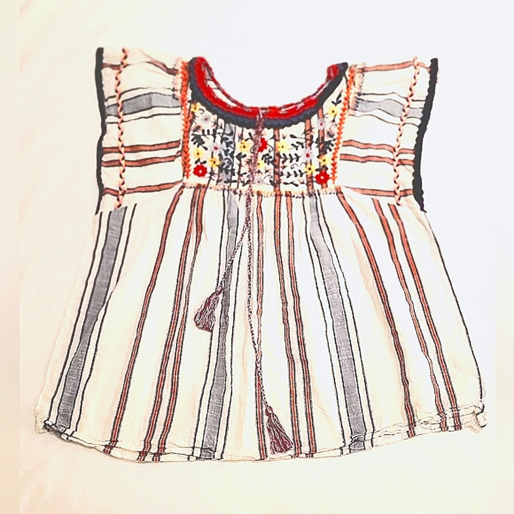 Cottage Core Embroidered Cotton Shirt Prairie Blouse Rocks&Indigo